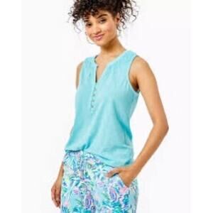 LILLY PULITZER Essie Blue Sleeveless Top Sz M